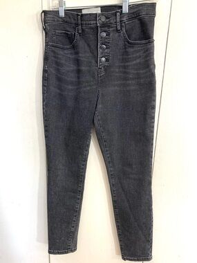 Everlane High-Rise  Button Fly Skinny Jeans in Washed Gray/30